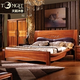 天籁木香 金丝柚木家具 现代中式双人床软靠实木床1.8米婚床Y801C
