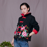 2015新款民族风女装秋冬装中式刺绣短款唐装棉袄外套中国风棉衣女