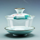 茶具功夫盖碗茶杯 青花/手绘/玲珑大号三才碗茶碗 陶瓷玻璃盖碗