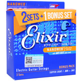 Elixir 电吉他弦三套装 NANOWEB镀膜电吉他琴弦3套装 009/010