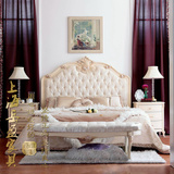 美式法式复古做旧床实木雕花床欧式软包亚麻布艺床可定制