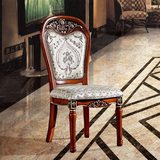欧式餐椅实木仿古休闲酒店餐椅古典餐厅椅子布艺软包靠背椅书椅