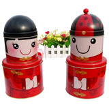 中国古装 男 女福娃宝宝满月诞生礼喜糖盒子 铁盒 喜蛋包装礼盒