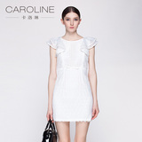 CAROLINE卡洛琳 雅致清新钩花蕾丝针织连衣裙 正品女装G6202603