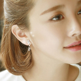 s925纯银耳钉耳饰女 日韩时尚气质申敏儿同款锆石水滴后挂式耳环