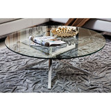 钰庭轩家具简约现代茶几小户型客厅茶桌圆形钢化玻璃不锈钢咖啡桌
