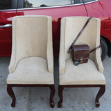 美式乡村实木布艺高背西餐椅现代简约欧式餐厅椅子宜家布艺餐椅