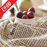 包邮欧式英文报纸棉麻餐巾餐垫桌布单层单面杯垫碗垫隔热垫防划垫