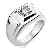 丽晶 仿真钻石宽边男士钻戒指 结婚戒指环镀18k白金 90756