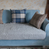 高档冬季针织棉高档绗缝绣花北欧沙发垫 美式布艺四季沙发巾