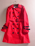 16年春季新款欧美外贸尾货剪标女装批发本命年大红色喜庆风衣外套