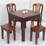 实木雕花可拉伸 折叠 餐桌椅组合 小户型饭桌 方形餐台 橡胶木