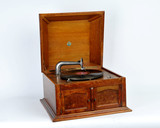 百年法国百代宝石唱针古董手摇留声机 78转 附赠唱片