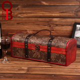 高档红酒盒红酒包装盒复古单支木盒皮质盒子礼盒葡萄定制酒盒包邮