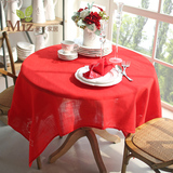米子家居美式喜庆红桌布婚庆圆桌餐桌布居家布艺正方形方桌桌布