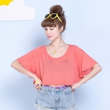 [转卖]乐町2014夏季新款剪标日系甜美女装纯色宽松短T恤L