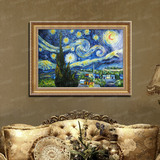 世界名画 手绘梵高油画星空客厅餐厅玄关印象装饰画有框壁画星夜