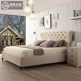 简欧宫庭布艺床现代美式床1.8米北欧现代双人实木床小户型软床