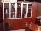 高档樱桃木色六门书柜文件柜办公柜油漆实木时尚简约现代办公家具