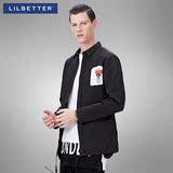 Lilbetter长袖衬衫男 春天新品韩版印花上衣青少年修身男士衬衣潮
