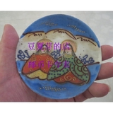 日本瓷盘 上有女性绘画图案（具体年代不详）国外古董店买回 古玩