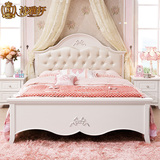 韩式公主床儿童单人床1.5白色实木床1.8米皮床欧式床品牌家具HG05