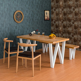 美式复古做旧铁艺实木餐桌书桌会议茶几办公咖啡休闲阳台桌椅组合