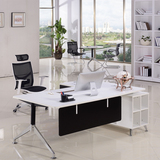 新款创意经理办公桌简约现代钢木主管办公桌1.8米带侧柜办公桌椅