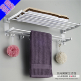 太空铝浴巾架折叠活动毛巾架浴室卫生间双层高低铝合金挂钩毛巾杆