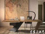 美式复古实木电脑桌北欧原木工作台设计师办公桌书架宜家铁艺餐桌