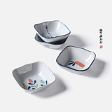 lototo日式手绘餐具四方酱料碟小碟火锅碟小碗汁碗陶瓷创意餐具
