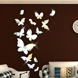 镜面蝴蝶 亚克力3D立体蝴蝶镜面墙贴开关贴儿童房床头幼儿园背景