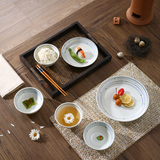 日本进口日式和风螺旋水滴陶瓷寿司料理盘小碗饭碗平盘餐具套装
