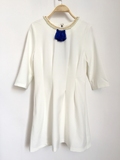 011B1A外贸女装品牌原单米白色气质优雅连衣裙珍珠流苏连衣裙