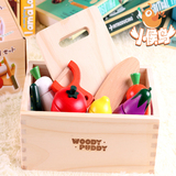 儿童木制磁性切切乐 布袋水果 盒装蔬菜切切看木质过家家厨房玩具