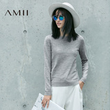 Amii[极简主义]2016秋新款纯色百搭大码套头长袖毛衣女11642652