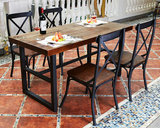 美式复古铁艺桌子实木简易餐桌长方形饭店桌椅组合小户型家用简约