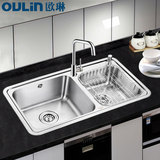 欧琳水槽 304加厚不锈钢双槽OL2206厨房洗菜盆洗碗池台上台下均可