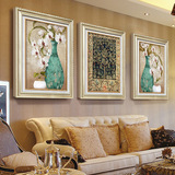 客厅装饰画现代欧式沙发背景墙画有框三联画餐厅壁画高档美式挂画