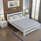 实木床松木简易1.8 1.5 1.2米儿童床卧室双人单人床简约现代白色