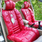 秋冬季新款汽车坐垫 女士可爱红色汽车座垫四季通用车垫 汽车用品
