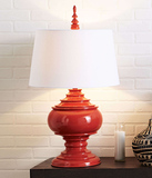 美式陶瓷创意时尚艺术灯北欧式红白色客厅卧室床头结婚庆高档台灯