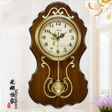欧式仿古客厅黄铜挂钟创意实木大号静音韩版现代时尚田园石英钟表