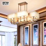 现代新中式吊灯客厅美式复古铁艺吊灯茶楼会所创意长方形餐厅灯