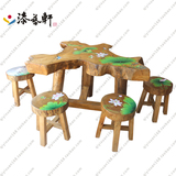实木仿古彩绘新中式香樟木客厅户外功夫泡茶台茶桌椅组合创意家具