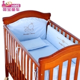 婴儿摇篮床带滚轮便携式宝宝床呵宝婴儿床实木大床环保漆欧式松木