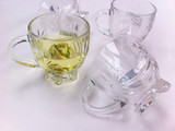 透明玻璃茶杯 圆形办公茶具 创意咖啡把杯 带把马克杯绿茶杯子