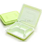 一次性餐盒四格连体绿色餐盒加厚微波打包餐盒外卖盒快餐盒400套