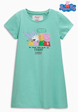 英国代购进口童装NEXT 16春夏女宝宝女童绿色粉色小猪短袖连衣裙