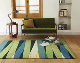 现货地毯仿羊毛地毯客厅卧室书房会议室条纹蓝绿色简约时尚现代